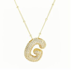 Golden Dainty Bubble Letter 26 A-Z Letter Necklace